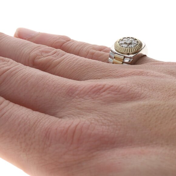 White Gold Diamond Men's Ring - 14k Round Brilliant .50ctw Cluster - Picture 4 of 6